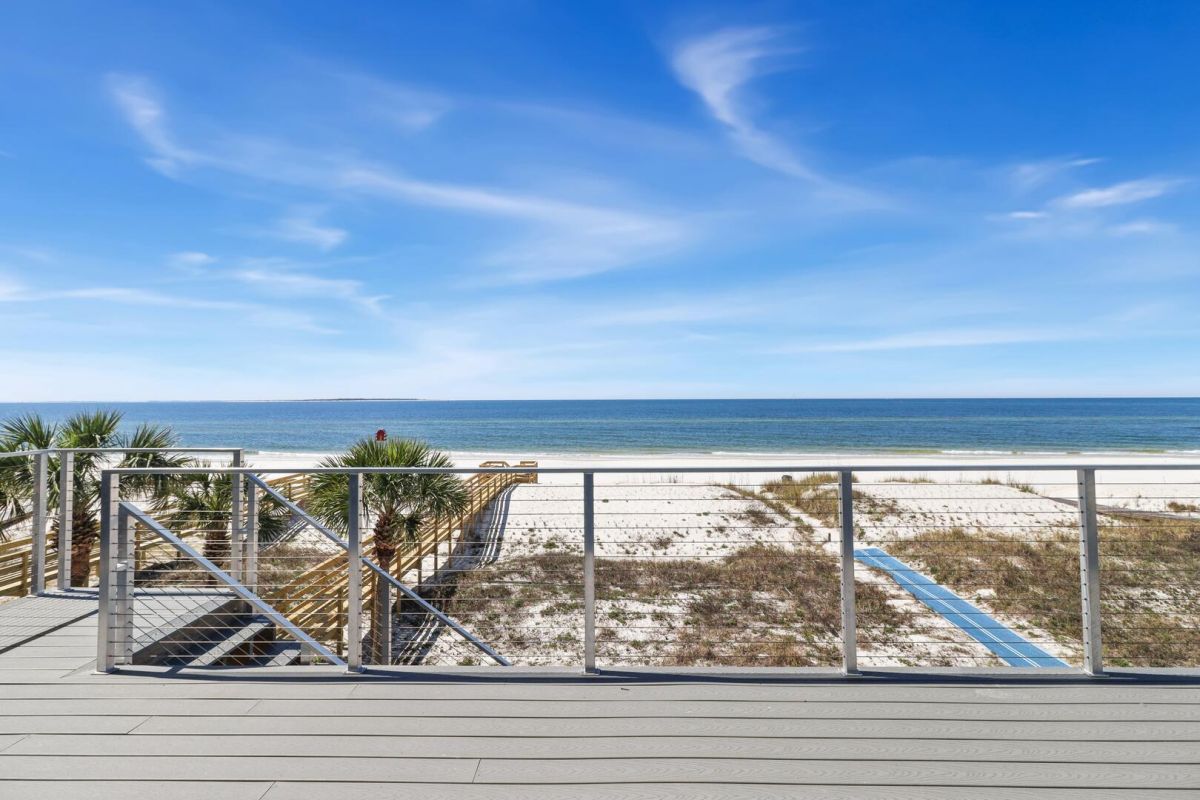 view of beach from deck